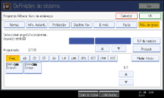 Ilustração do ecrã do painel de operação
