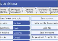 ilustração do ecrã do painel de operação
