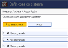 Ilustração do ecrã do painel de operação