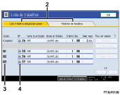 Imagem numerada da imagem do ecrã do painel de operações