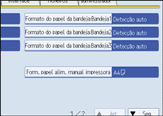 Imagem do ecrã do painel de operação