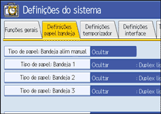 Imagem do ecrã do painel de operação