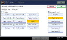 Imagem do ecrã do painel de operação