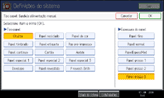 Imagem do ecrã do painel de operação