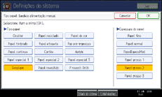 Imagem do ecrã do painel de operação