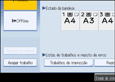Imagem do ecrã do painel de operações