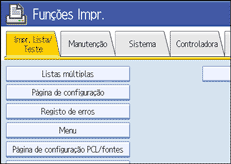 Imagem do ecrã do painel de operações