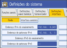 Ilustração do ecrã do painel de operação