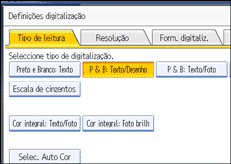 Ilustração do ecrã do painel de operação