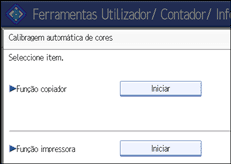 Imagem do ecrã do painel de operações.