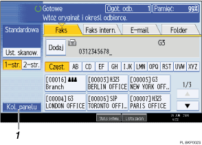Ilustracja ekranu panela operacyjnego z numeracją