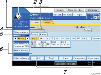 Ilustracja ekranu panelu operacyjnego z odsyłaczami numerowanymi