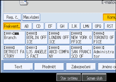 Obrázek obrazovky ovládacího panelu