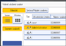 Obrázek obrazovky ovládacího panelu