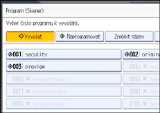 Obrázek obrazovky ovládacího panelu
