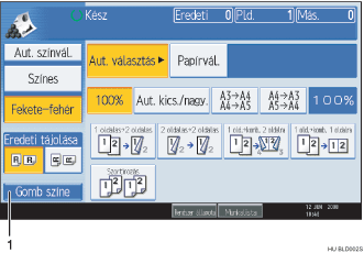 Kezelőpanel képernyőjének illusztrálása számozott jelölés illusztrálása