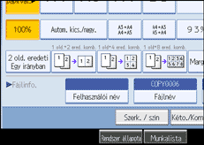 A kezelőpanel képernyőjének bemutatása