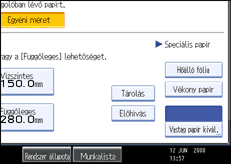 A kezelőpanel képernyőjének bemutatása