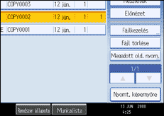 A kezelőpanel képernyőjének bemutatása
