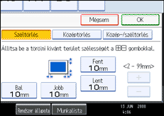 A kezelőpanel képernyőjének bemutatása