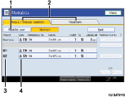 Kezelőpanel képernyőjének illusztrálása számozott jelölés illusztrálása