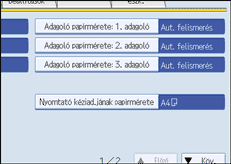 A kezelőpanel képernyőjének bemutatása