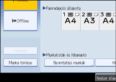 A kezelőpanel képernyőjének bemutatása