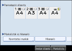 A kezelőpanel képernyőjének bemutatása