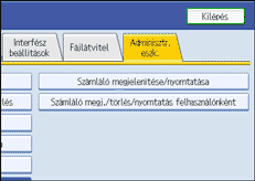 Kezelőpanel képernyője