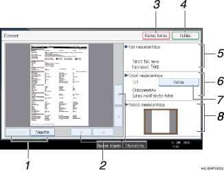 Példa a műveleti képernyőkijelzésre számozott segítséggel