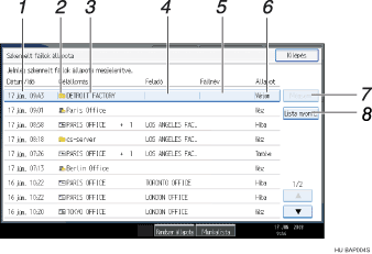 Példa a műveleti képernyőkijelzésre számozott segítséggel