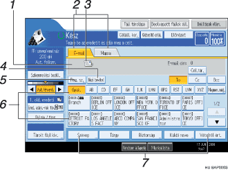 Példa a műveleti képernyőkijelzésre számozott segítséggel