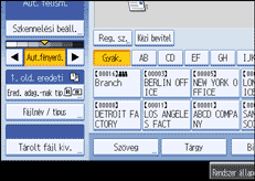 Kezelőpanel képernyője