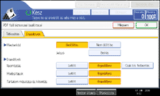 Kezelőpanel képernyője