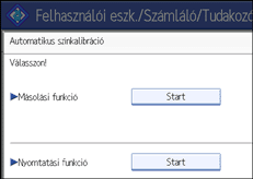 A kezelőpanel képernyője