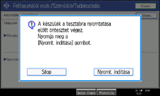 A kezelőpanel képernyője