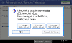 A kezelőpanel képernyője