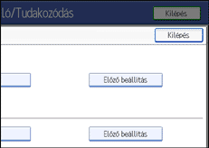 A kezelőpanel képernyője