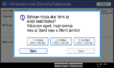 A kezelőpanel képernyője