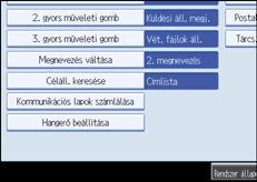 A kezelőpanel képernyője