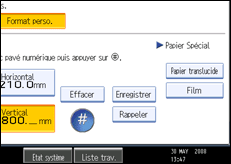 Illustration de l'écran du panneau de commande.