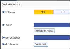 Illustration de l'écran du panneau de commande