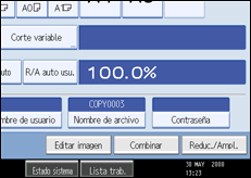 Ilustración de la pantalla del panel de operaciones