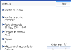 Ilustración de la pantalla del panel de operaciones