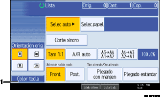 Ilustración con leyenda numerada de la pantalla del panel de operaciones