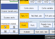 Ilustración de la pantalla del panel de operaciones