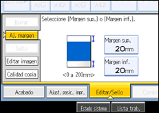 Ilustración de la pantalla del panel de operaciones