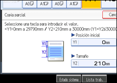 Ilustración de la pantalla del panel de operaciones