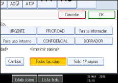 Ilustración de la pantalla del panel de operaciones