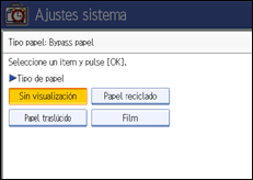 Ilustración de la pantalla del panel de operaciones